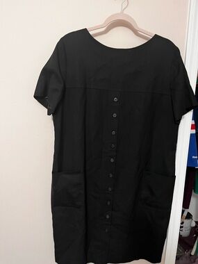 Jones New York Black Front Button  Mini Dress